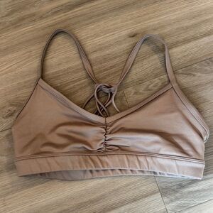 ALO Yoga Ruched Strappy Bralette - Taupe Brown